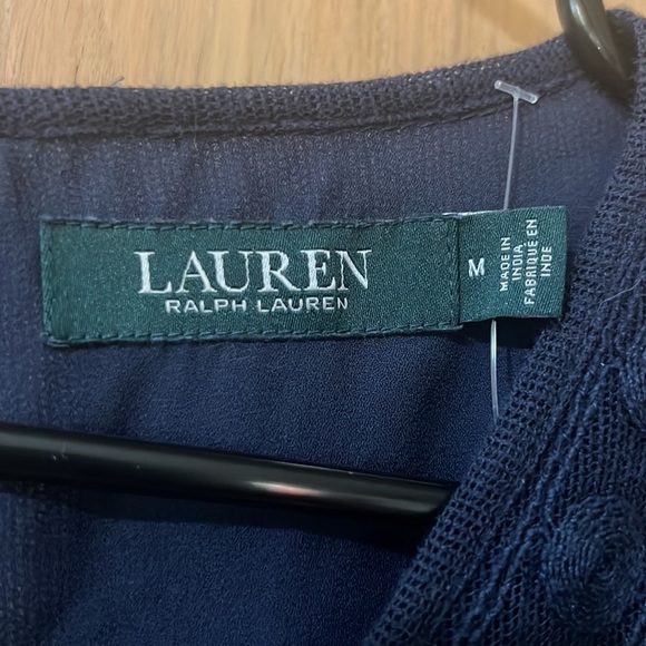 Ralph Lauren Navy Lace Embroidered top Size Medium - Picture 2 of 5
